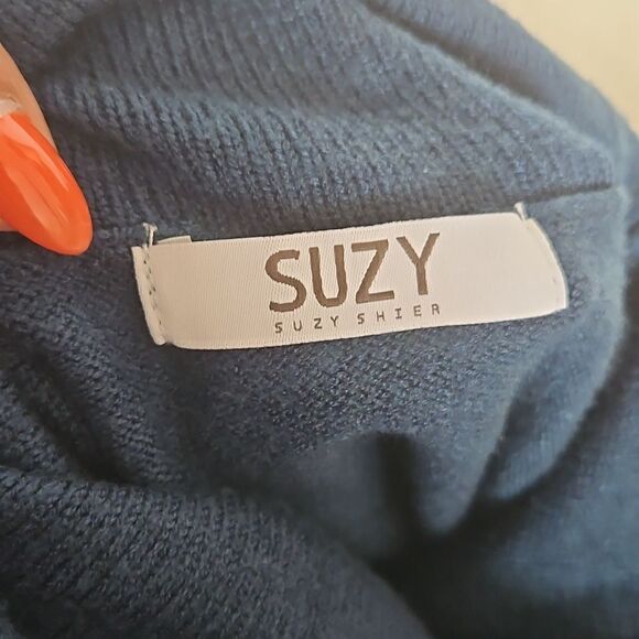 Suzy Shier Knitted Turtle Neck Long Sleeves Sweater XS Blue - Picture 6 of 16